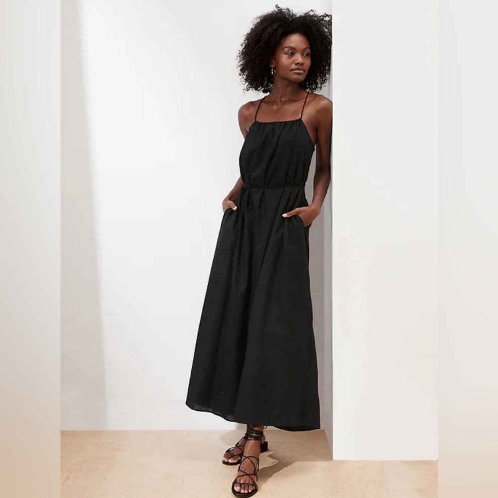 Banana Republic black linen/ramie maxi dress